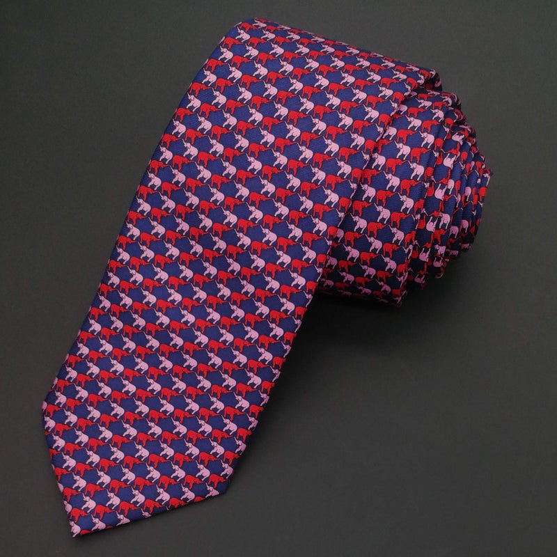 WITZROYS 100% Silk Ties for Men Handmade Neckties with Elephants Printed+Gift box - Image 2
